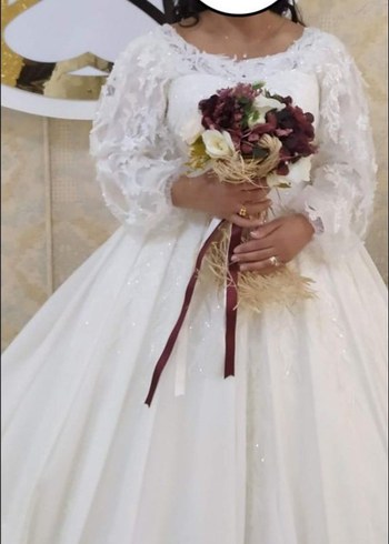 Uzun Kollu Beyaz Prenses Gelinlik - Görsel 3