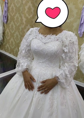 Uzun Kollu Beyaz Prenses Gelinlik - Görsel 7