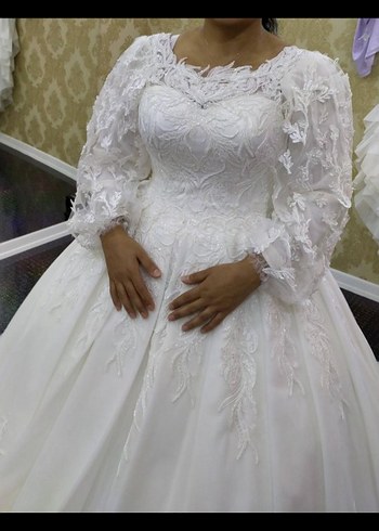 Uzun Kollu Beyaz Prenses Gelinlik - Görsel 5