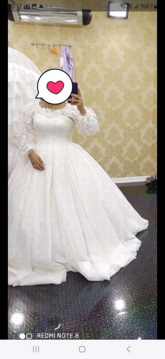 Uzun Kollu Beyaz Prenses Gelinlik - Görsel 4