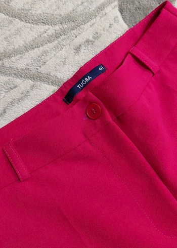 Pembe Kadın Midi Kumaş Pantolon - Görsel 2