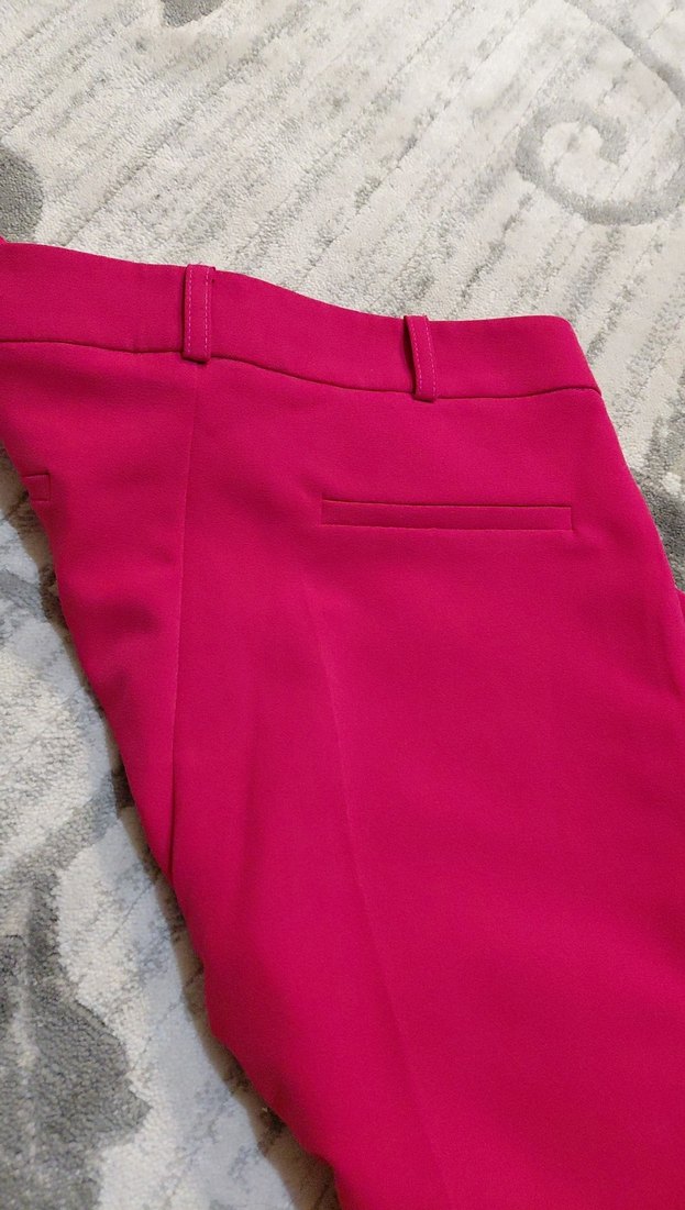 Pembe Kadın Midi Kumaş Pantolon - Görsel 3