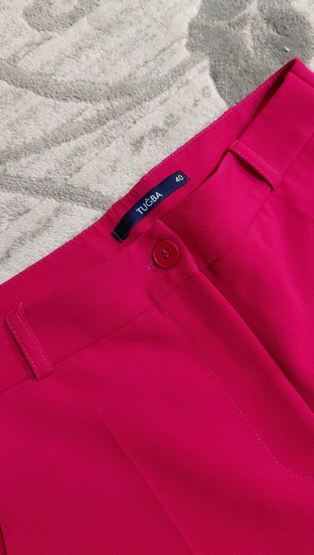 Pembe Kadın Midi Kumaş Pantolon - Görsel 2