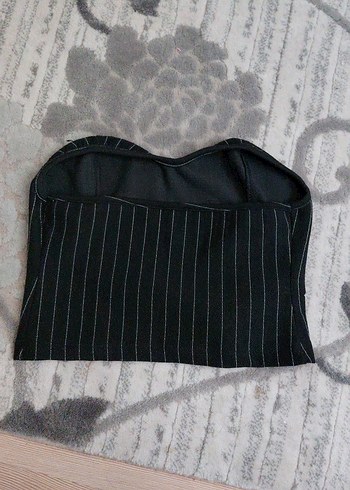 Çizgili Siyah Straplez Büstiyer - Görsel 2