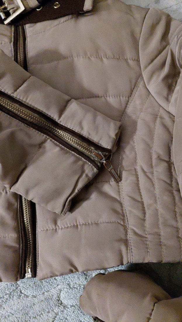 Bej Kemerli Kadın Kışlık Mont - Görsel 4