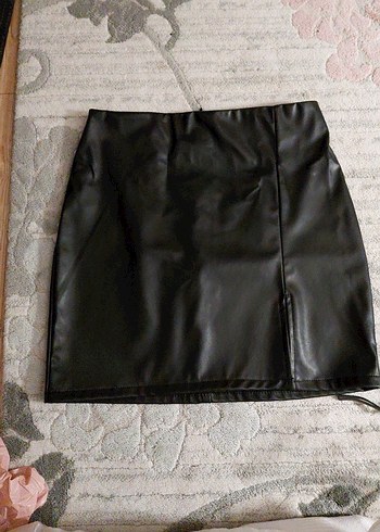 Siyah Deri  Mini Etek - Görsel 2