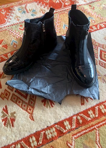 Yılan Desenli Fermuarlı Siyah %100 Hakiki Deri Bot - Görsel 4