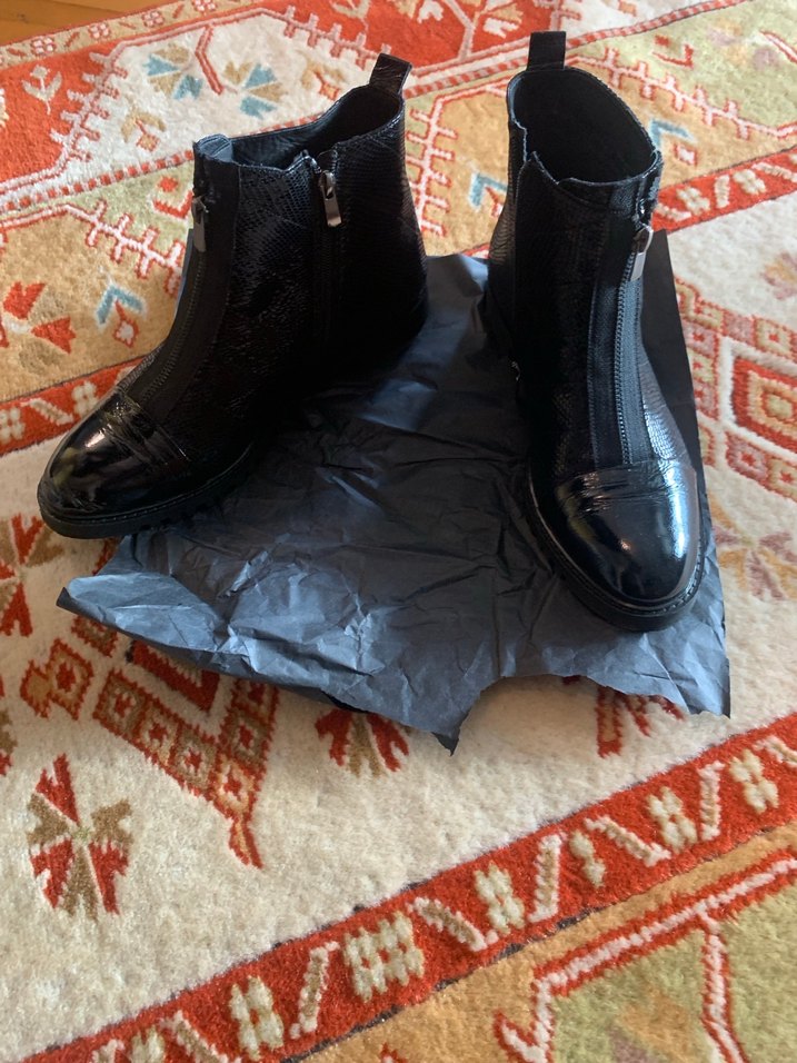 Yılan Desenli Fermuarlı Siyah %100 Hakiki Deri Bot - Görsel 4