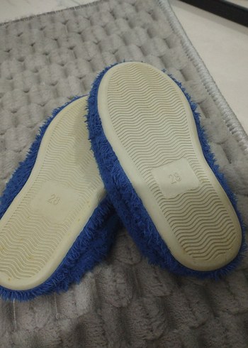 Kız,erkek  Çocuk Mavi Nakışlı Sıcak Ev Terliği - Görsel 2