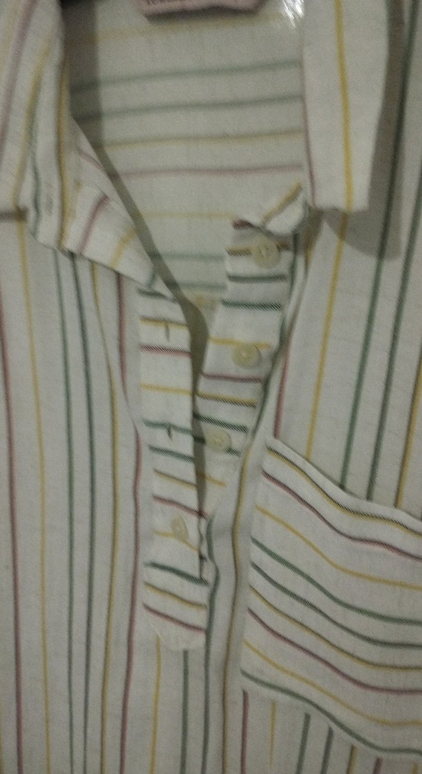 Kadın Bej Çizgili Düğmeli Gömlek - Görsel 3