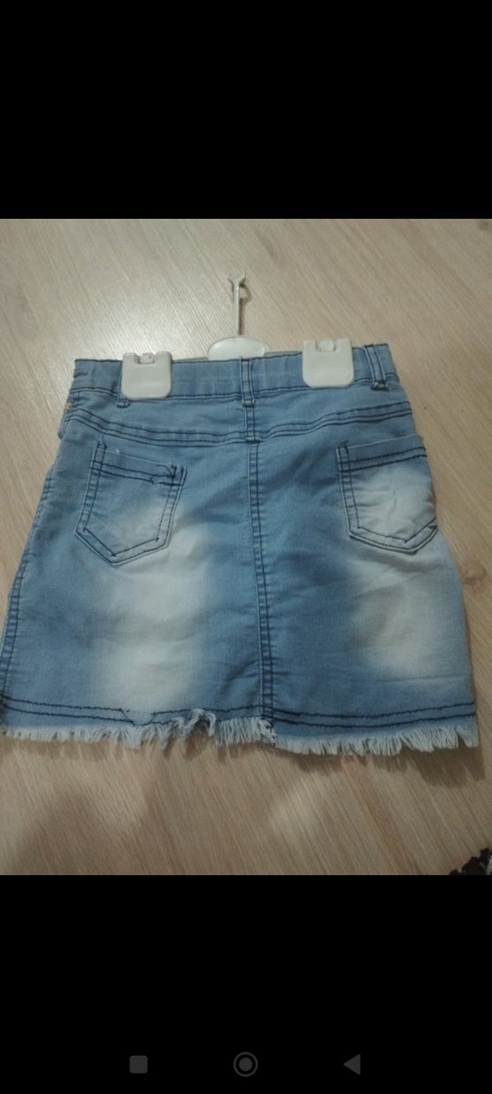 Nakışlı Düğmeli Kız Kot Etek - Görsel 2