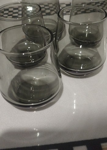 Siyah Gri Cam Bardak Seti - Görsel 2