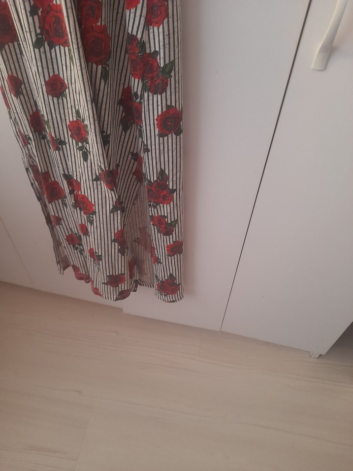 Gri Çiçek Desenli Bohem Uzun Elbise - Görsel 3