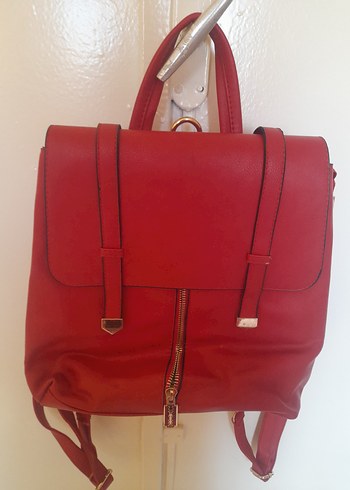 Kırmızı Deri Kadın Sırt Çantası - Görsel 2