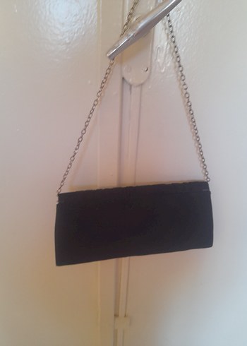Zincir Detaylı Siyah Süet Kadın Clutch Çanta - Görsel 2