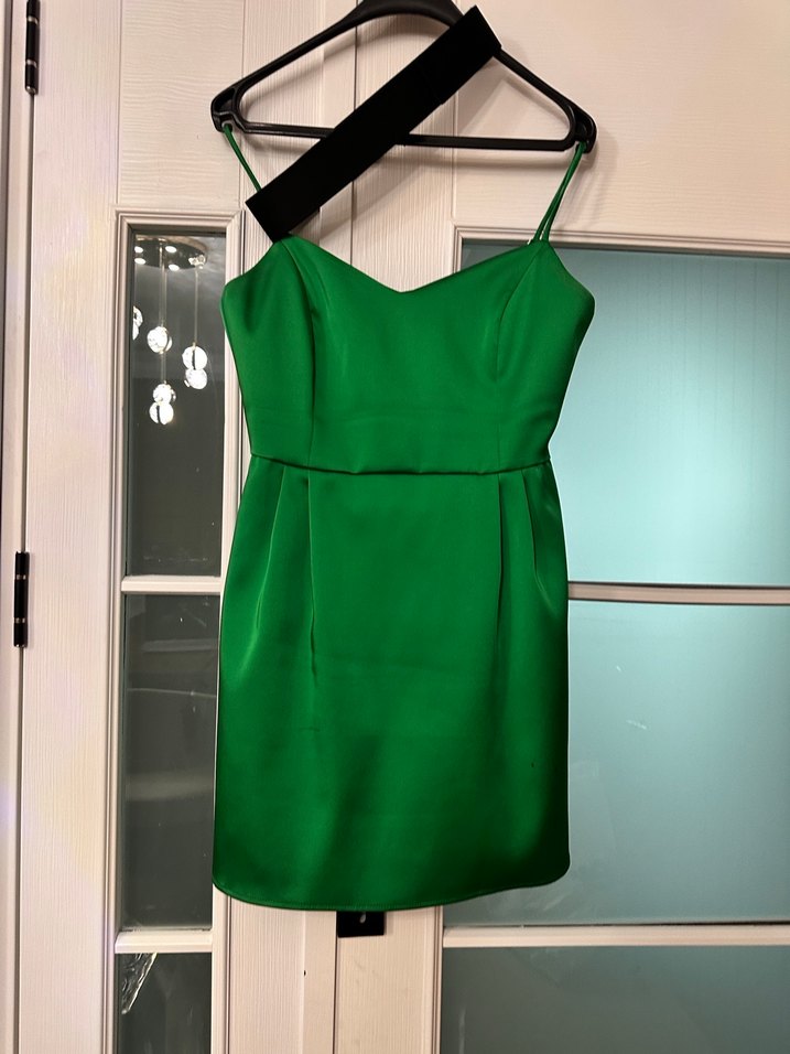 Yeşil Parlak Kemerli Mini Elbise - Görsel 4