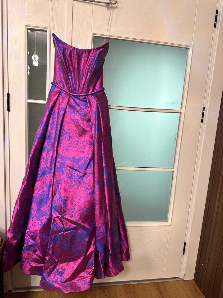 Straplez Mor Uzun Abiye Elbise - Görsel 3