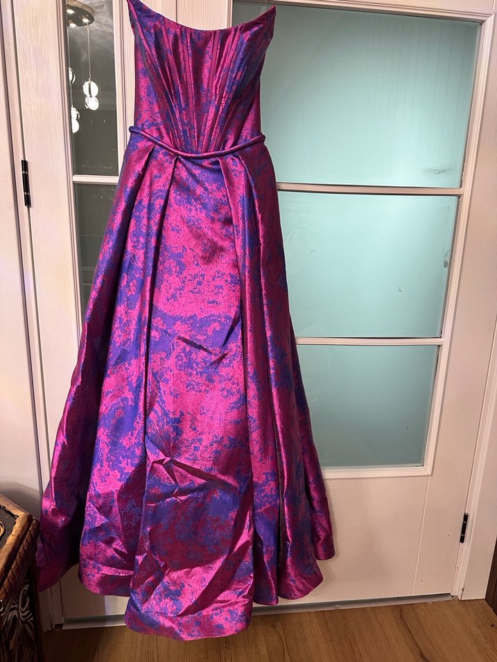 Straplez Mor Uzun Abiye Elbise - Görsel 4