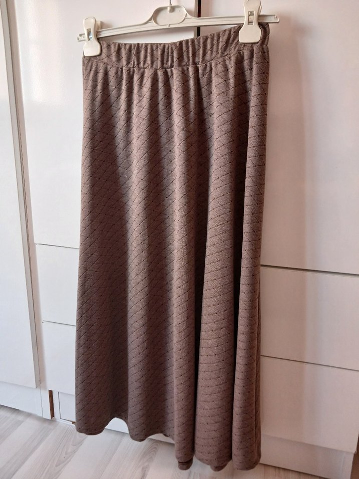 Bol Kesim Uzun  Eteği Kahverengi - Görsel 5