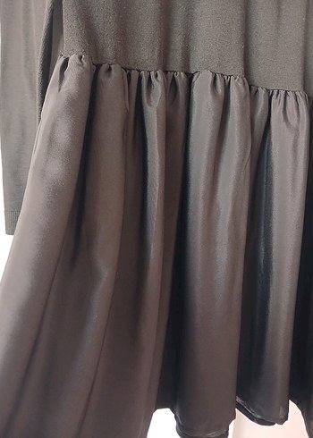 Gri Siyah Uzun Kollu Midi Elbise - Görsel 3