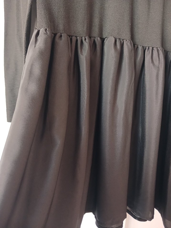 Gri Siyah Uzun Kollu Midi Elbise - Görsel 3