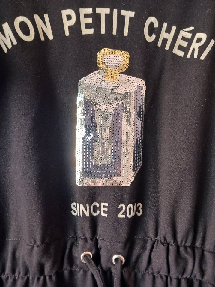 Uzun Kollu Siyah Baskılı Kadın Elbise - Görsel 3