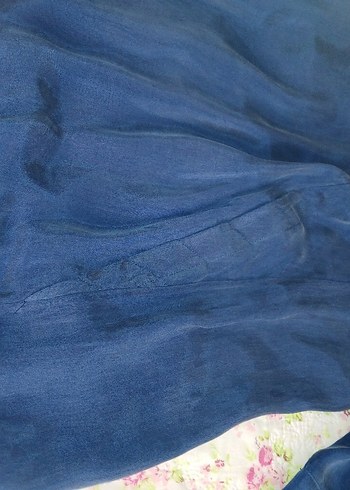 Düğmeli Lacivert Keten Uzun Kollu Kadın Tunik - Görsel 4