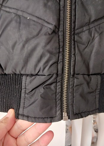 Kürk Detaylı Gri Kadın Kışlık MONT - Görsel 3