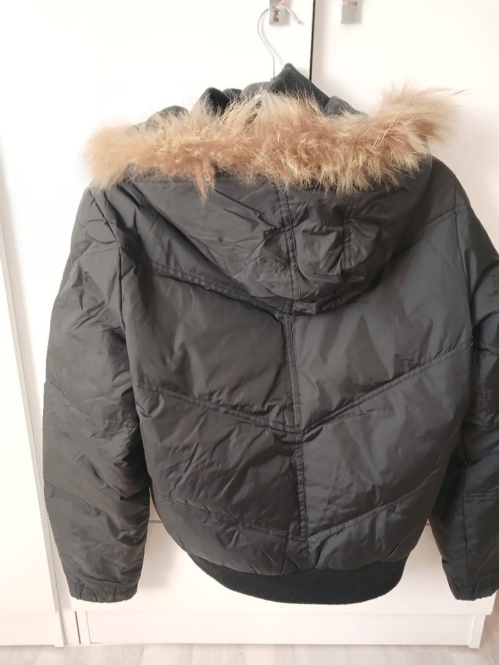 Kürk Detaylı Gri Kadın Kışlık MONT - Görsel 2