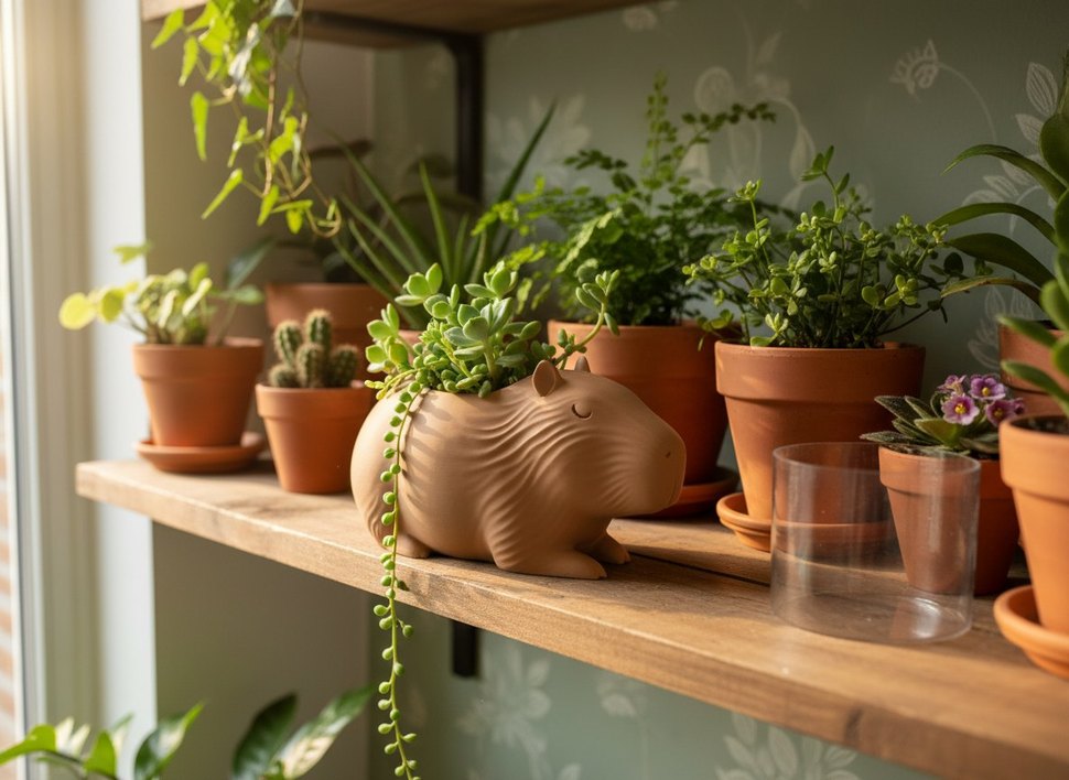 Bej Kapibara Şeklinde Saksı - Görsel 4