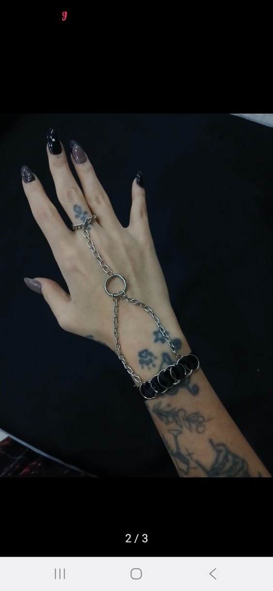 Zincir Detaylı saten bileklik şahmeran Gotik goth gothic siyah - Görsel 2