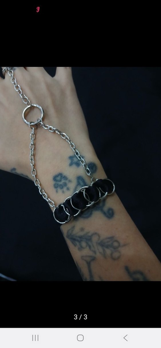 Zincir Detaylı saten bileklik şahmeran Gotik goth gothic siyah - Görsel 3