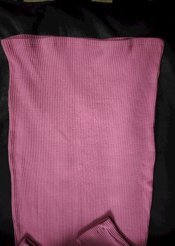 Pembe V Yakalı Uzun Kollu Triko Elbise - Görsel 5