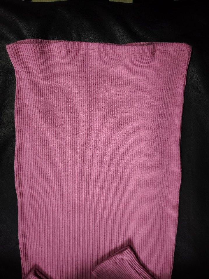 Pembe V Yakalı Uzun Kollu Triko Elbise - Görsel 5