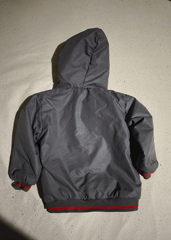 Kapüşonlu Erkek Çocuk Gri Fermuarlı Mont - Görsel 5