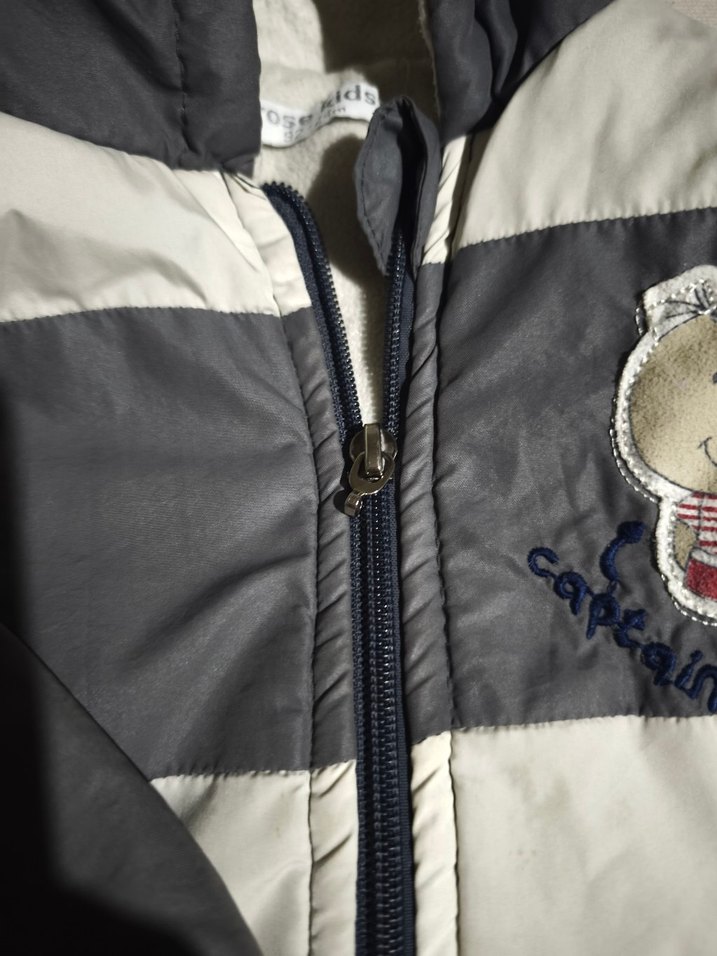 Kapüşonlu Erkek Çocuk Gri Fermuarlı Mont - Görsel 3