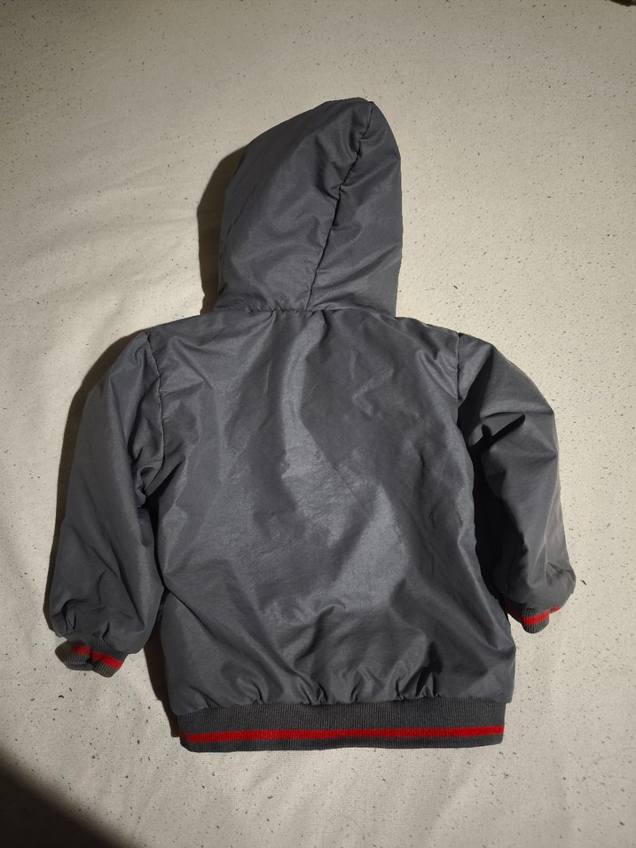 Kapüşonlu Erkek Çocuk Gri Fermuarlı Mont - Görsel 5