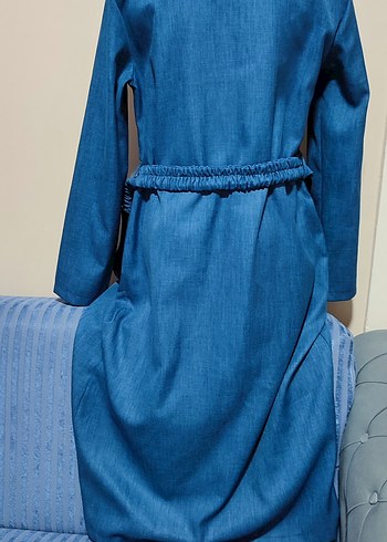 #Mavi Kot Kumaş Kadın Kemer trençkot - Görsel 5