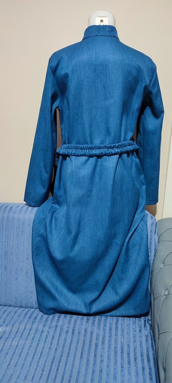 #Mavi Kot Kumaş Kadın Kemer trençkot - Görsel 5