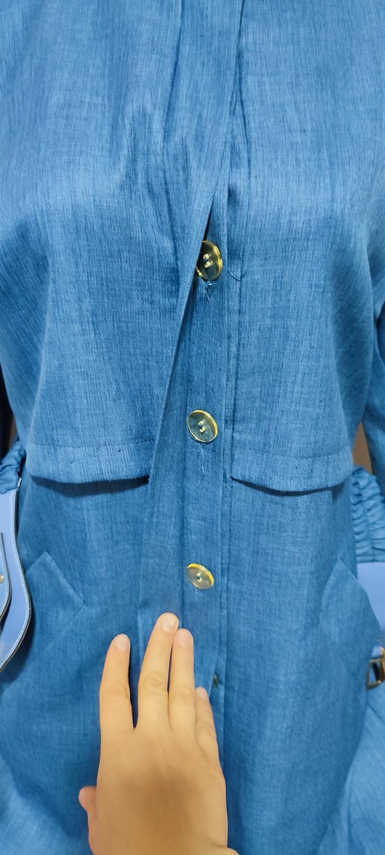 #Mavi Kot Kumaş Kadın Kemer trençkot - Görsel 4