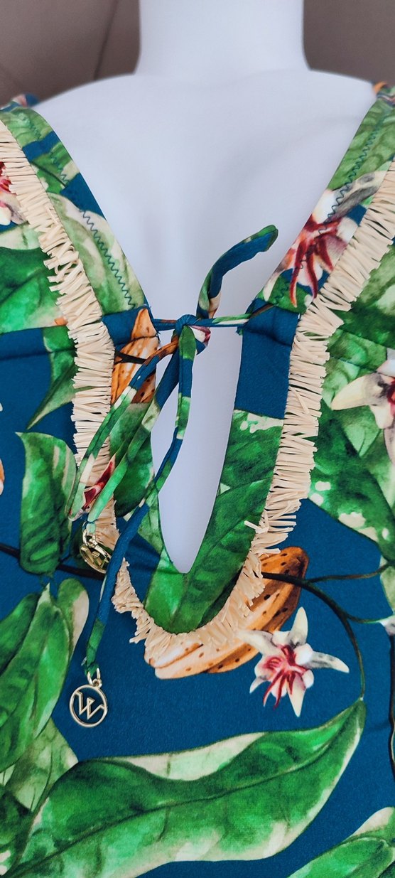 Boncuk Detaylı Turkuaz Bohem Mayo - Görsel 3