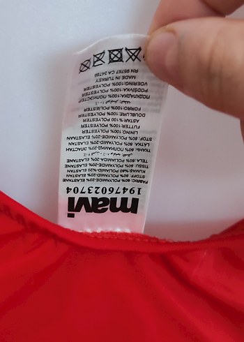 Kırmızı Baskılı Drapeli Kadın Mayo - Görsel 3