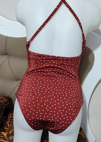 Bordo Puantiyeli Bohem Kadın Mayo - Görsel 2