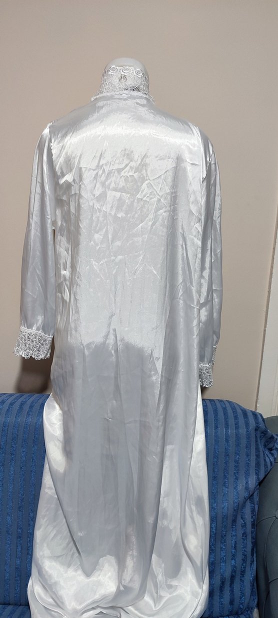 #Sabahlık Uzun Kollu Beyaz Nakışlı Kadın sabahlık - Görsel 3