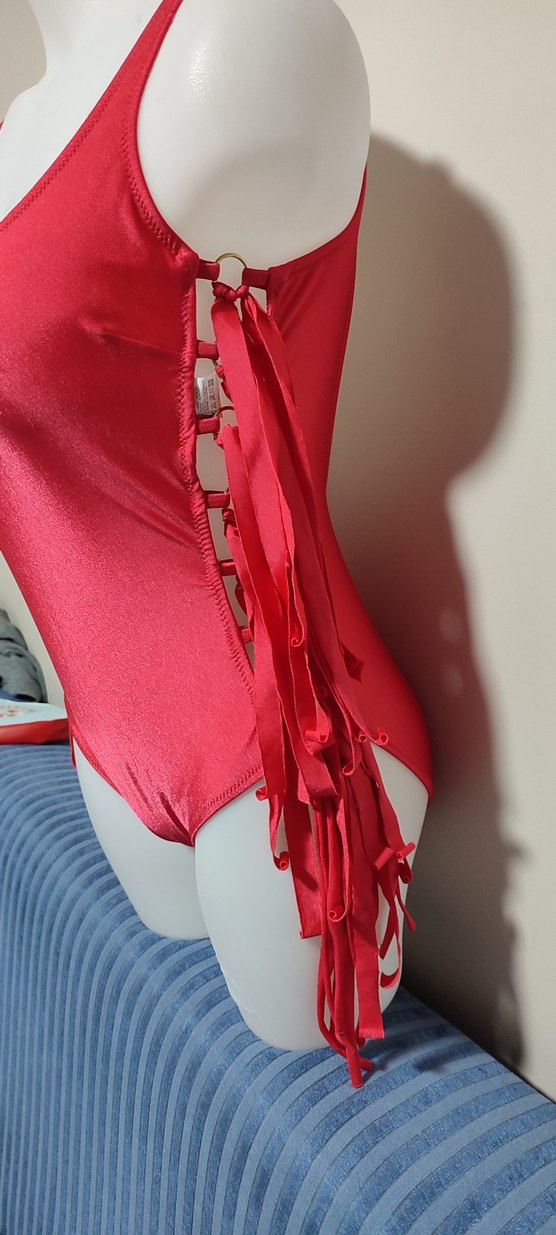 #Mayo Kırmızı Püsküllü Kadın Mayo - Görsel 2