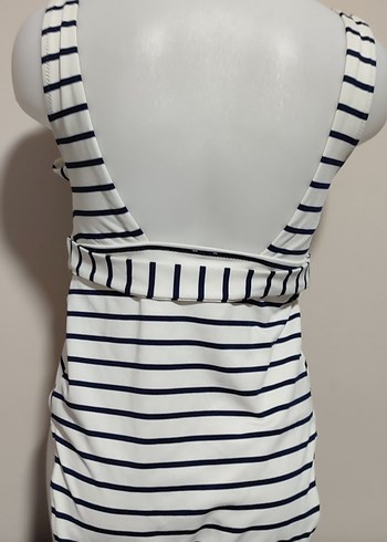 #Mayo Beyaz Çizgili Tokalı Kadın Mayo - Görsel 2