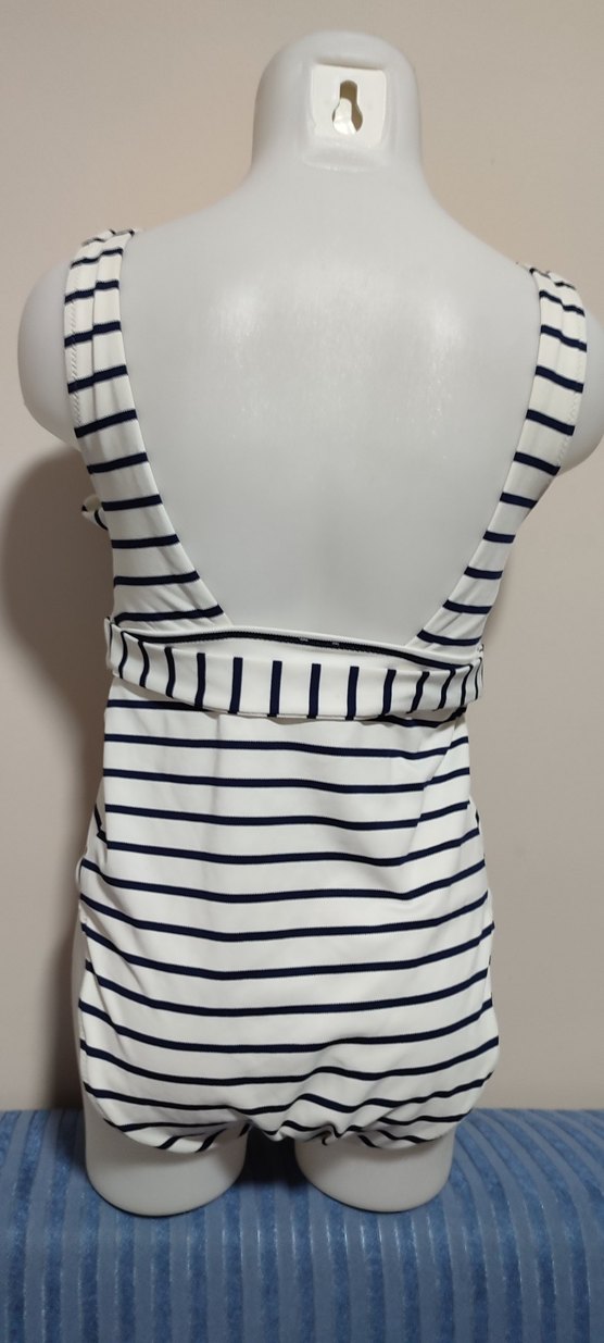 #Mayo Beyaz Çizgili Tokalı Kadın Mayo - Görsel 2