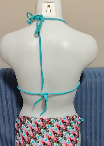 #Bikini Renkli Bağcıklı Bohem Bikini Takımı - Görsel 3