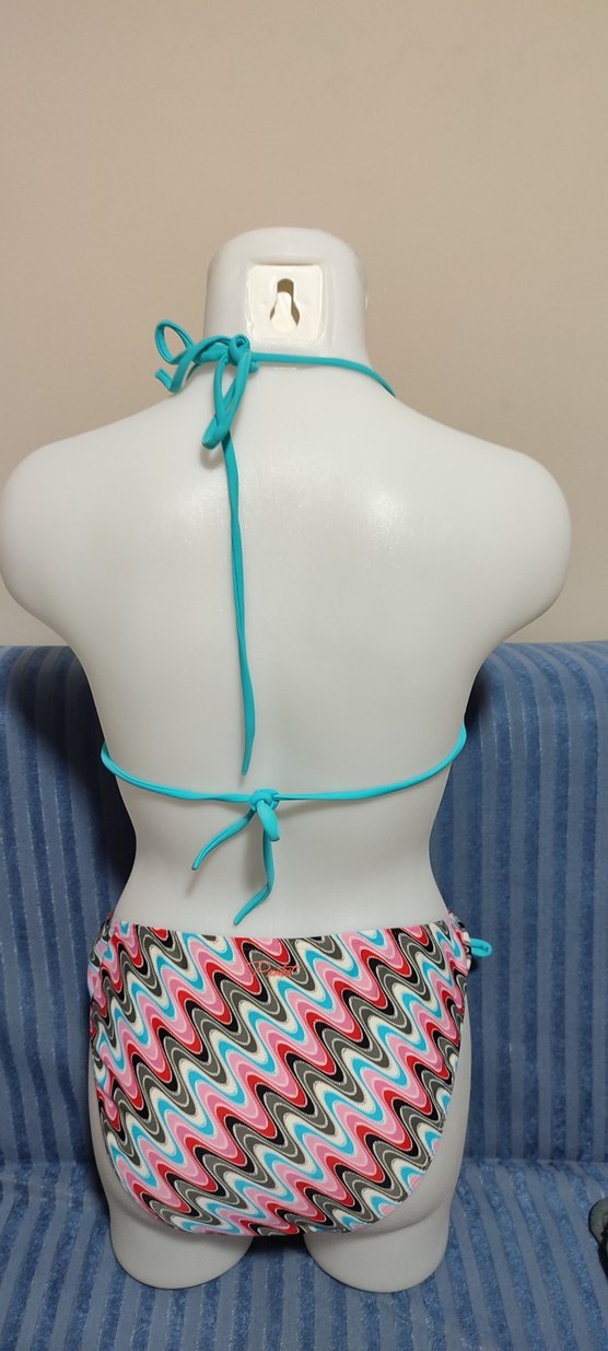 #Bikini Renkli Bağcıklı Bohem Bikini Takımı - Görsel 3