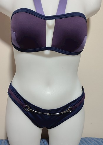 #Bikini  Ay Yıldız Mor Tokalı Strappy Bikini - Görsel 2